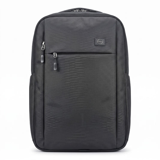 Fixed Price Shop black Dell laptop backpack made of durable nylon with a protective foam partition for safe transport.