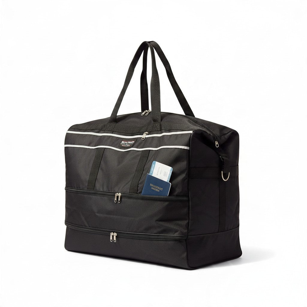 Fixed Price Shop 24 inch black foldable parachute material duffle bag with expandable zippers and lockable compartments