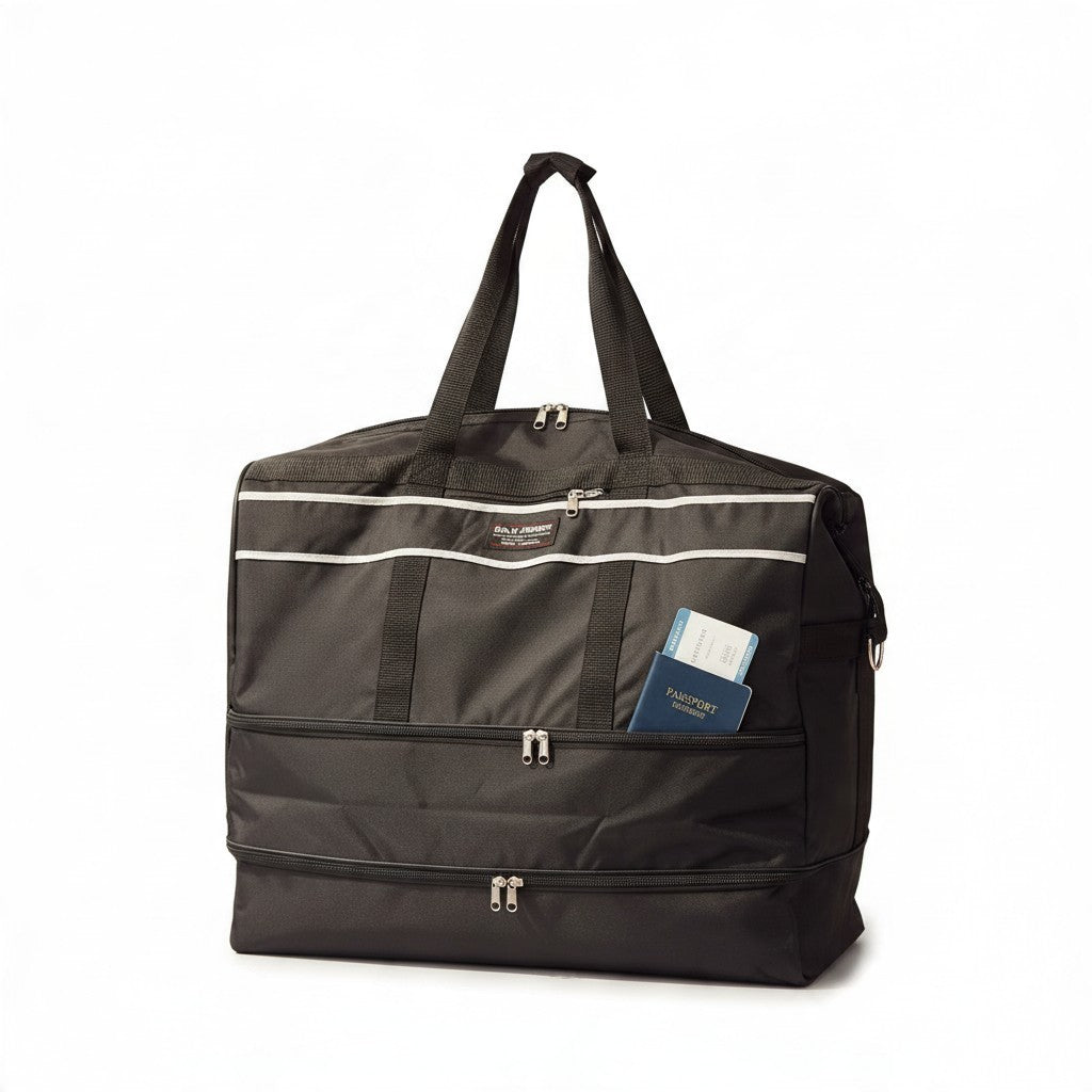 Fixed Price Shop 24 inch black foldable parachute duffle bag with expandable zipper compartments for travel