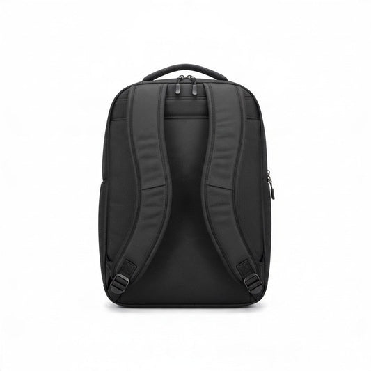 Fixed Price Shop black nylon laptop backpack with padded shoulder straps and foam protection for safe transport