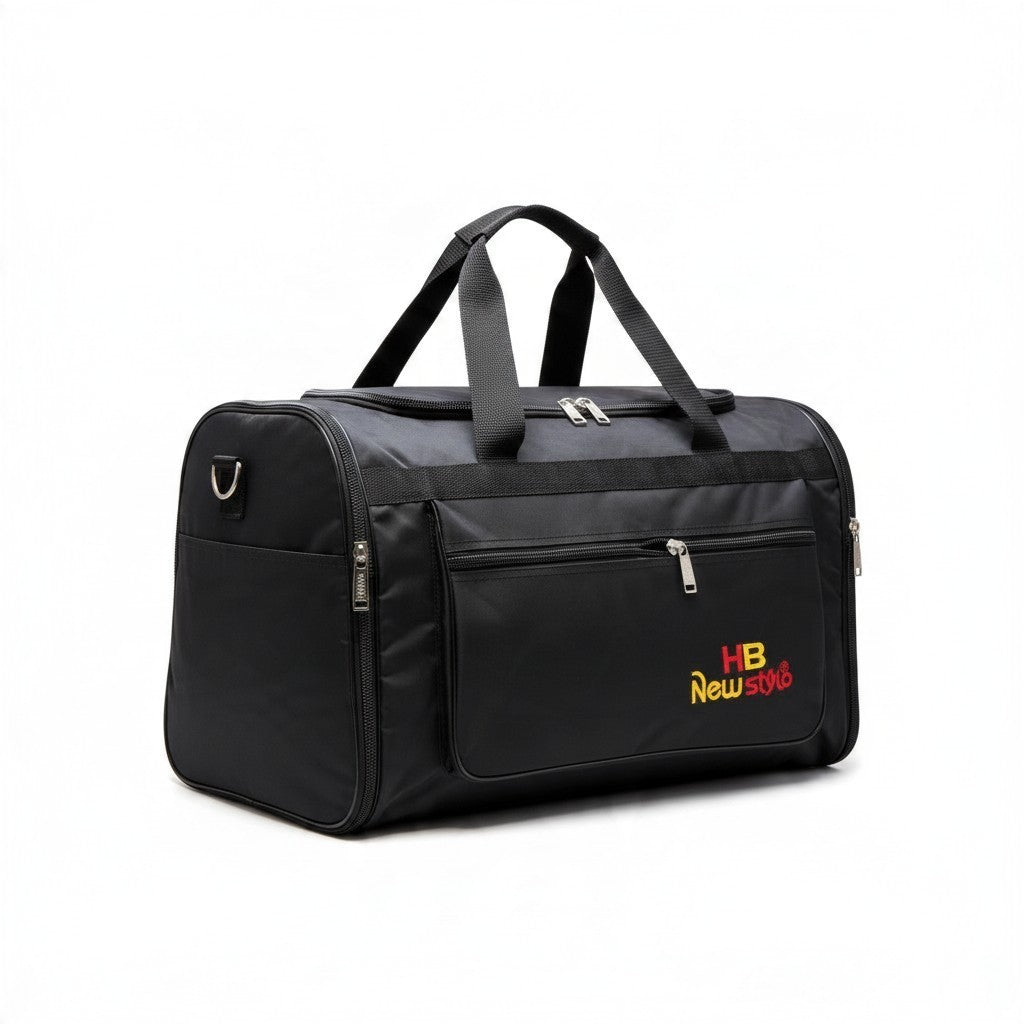Fixed Price Shop black parachute material duffle bag with expandable side zips and secure zipper lock system