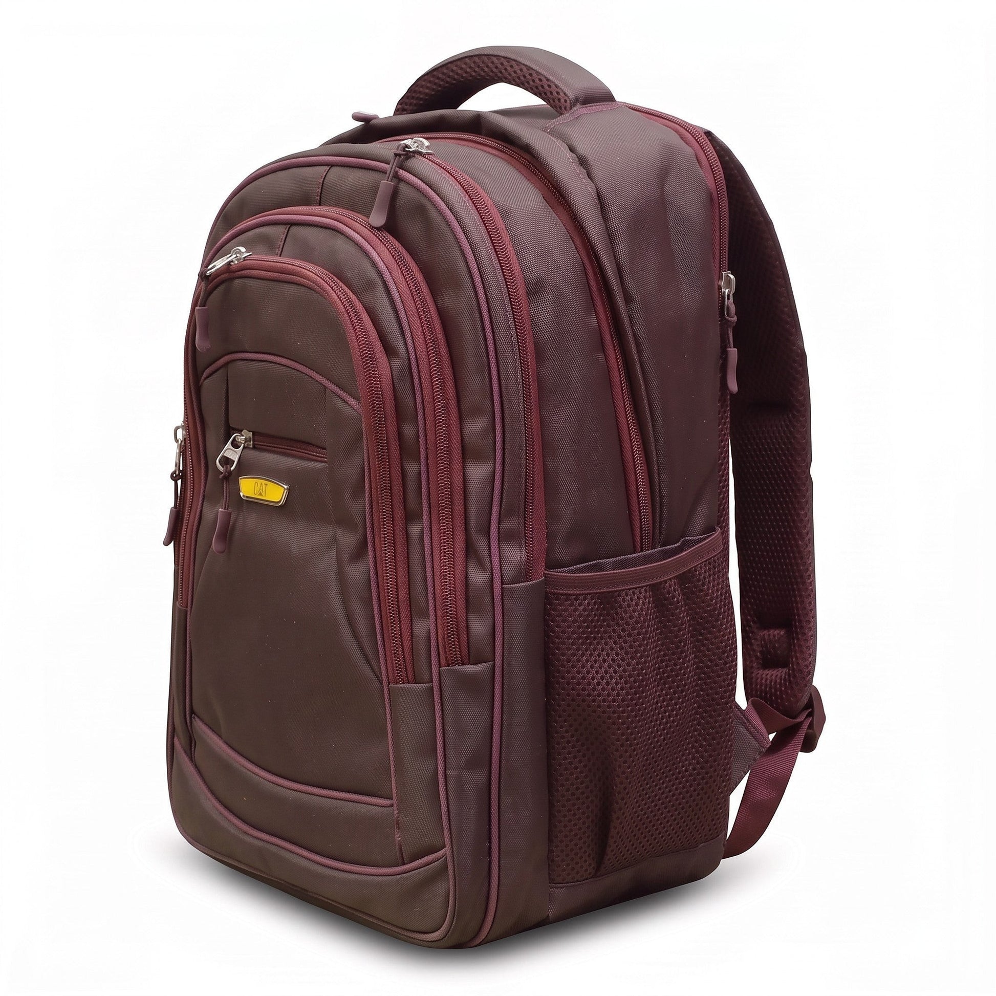 Fixed Price Shop CAT School Bags Vivid in dark maroon nylon with multiple compartments and padded shoulder straps