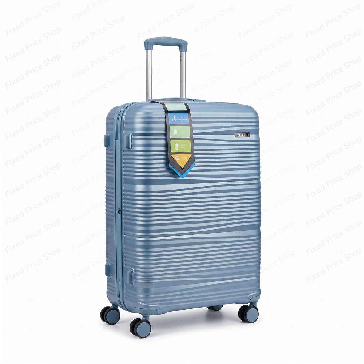 Fixed Price Shop K-Swiss blue hardcase luggage with 360-degree wheels and TSA lock, featuring a durable ribbed design.