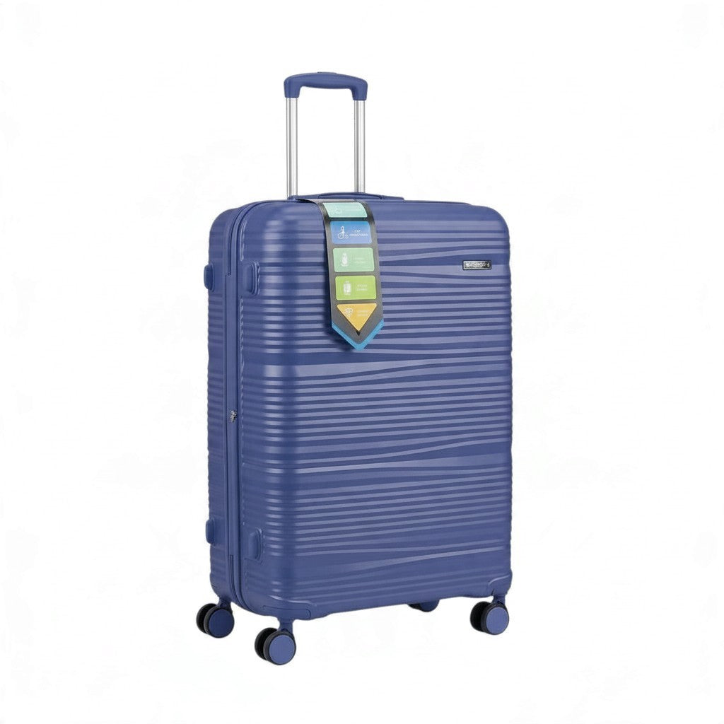 Fixed Price Shop K-Swiss blue hardcase luggage with 360-degree wheels and textured finish