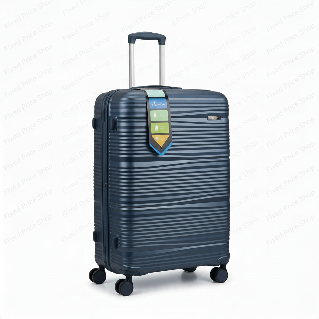 Fixed Price Shop K-Swiss navy blue hardcase luggage with 360-degree wheels and textured durable PP shell