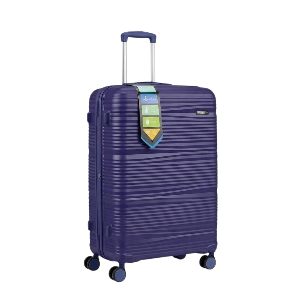 Fixed Price Shop K-Swiss purple hardcase luggage with textured shell, 360-degree wheels, and telescopic handle.