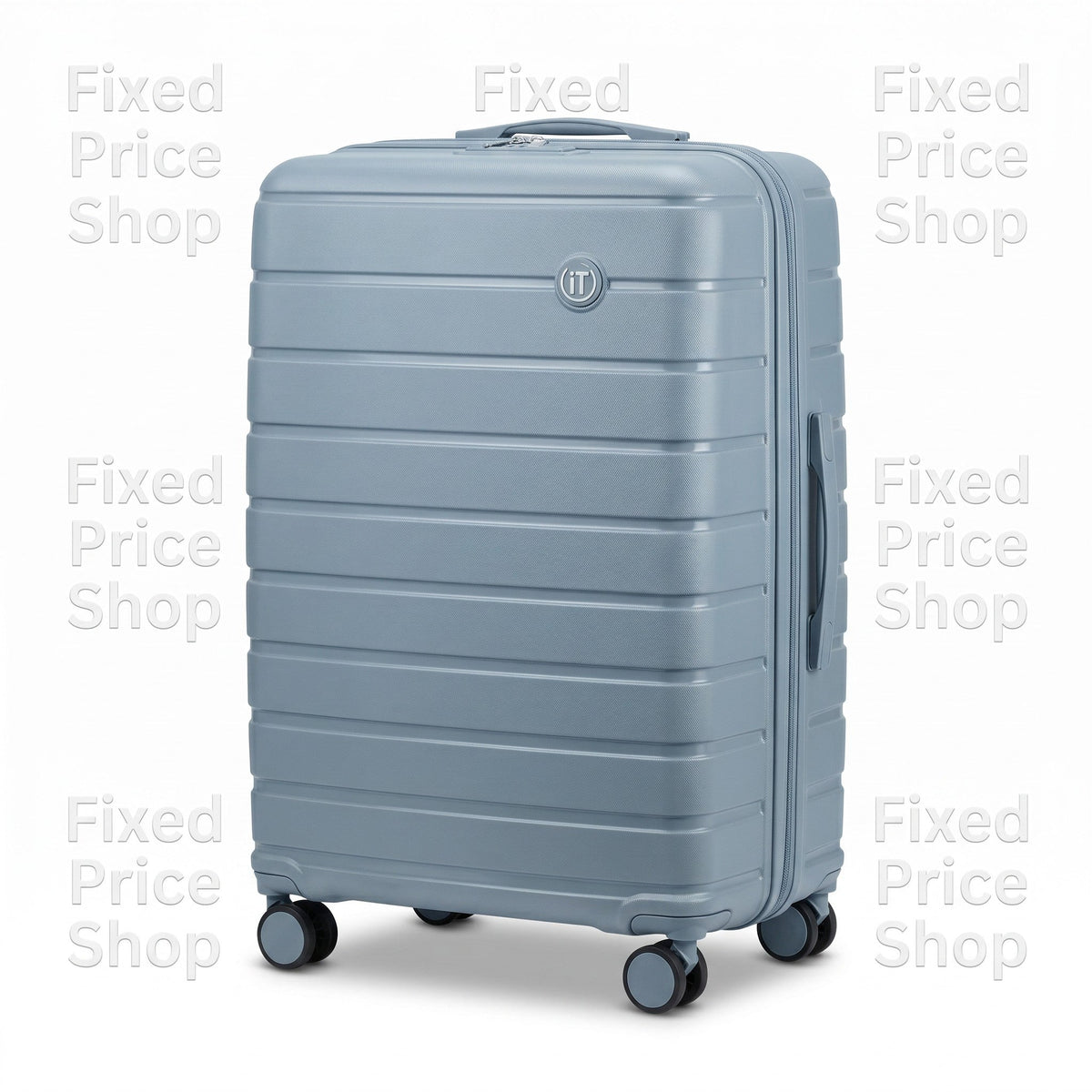 Fixed Price Shop INTERNATIONAL TRAVELLER light blue hard shell polypropylene spinner suitcase with ribbed design
