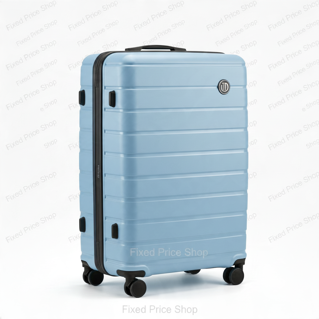 Fixed Price Shop light blue hard shell spinner suitcase with horizontal ribs and 360-degree wheels