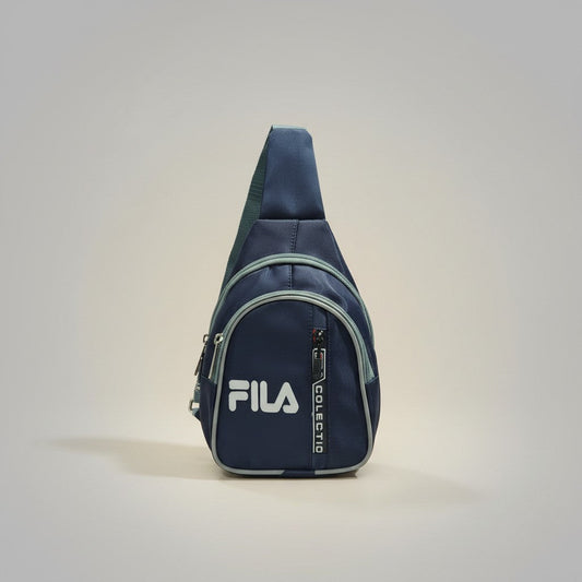 Fixed Price Shop navy blue lightweight cross body bag with front zipper pocket and adjustable shoulder strap