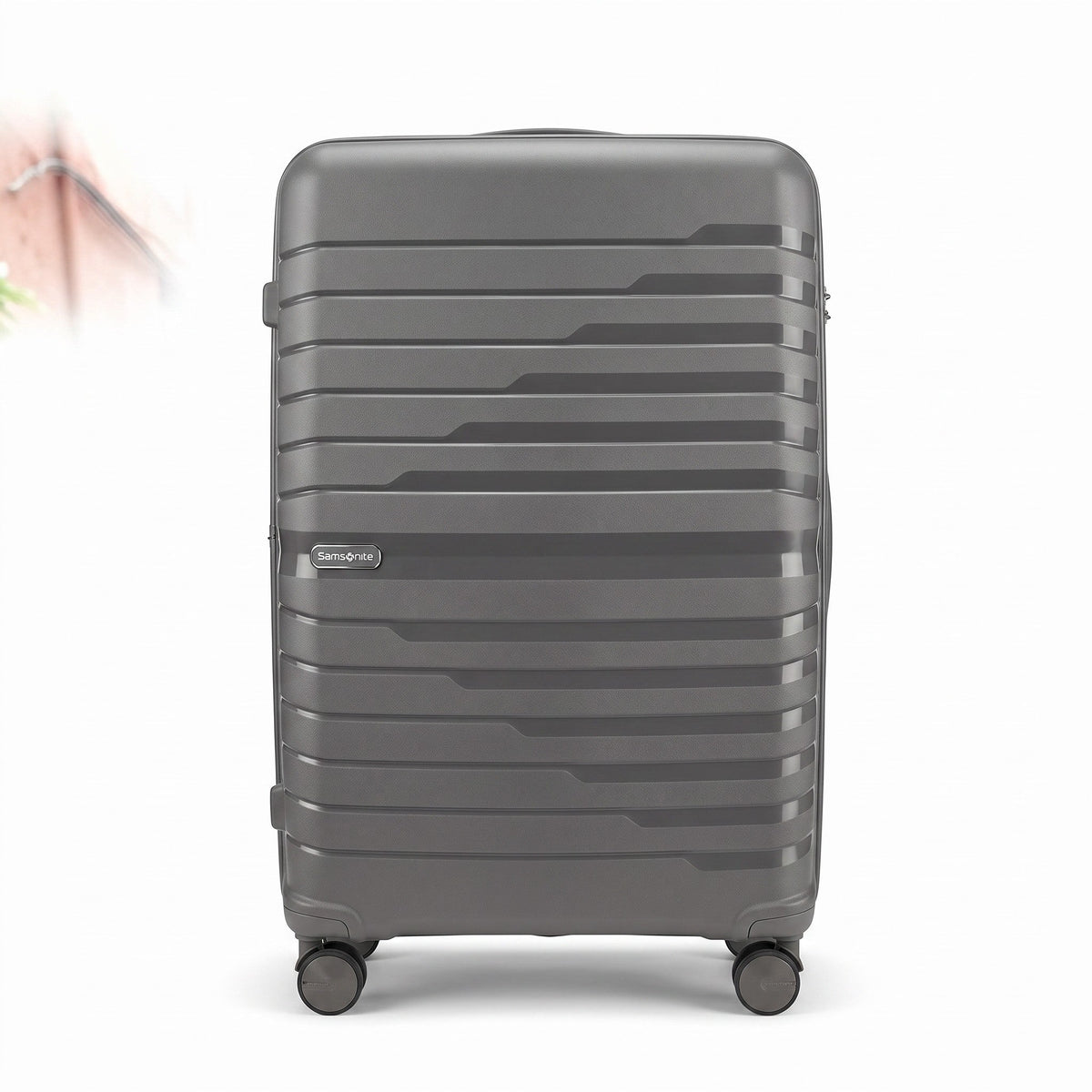Fixed Price Shop Samsonite PP luggage in grey with a durable hardshell design and TSA approved lock.