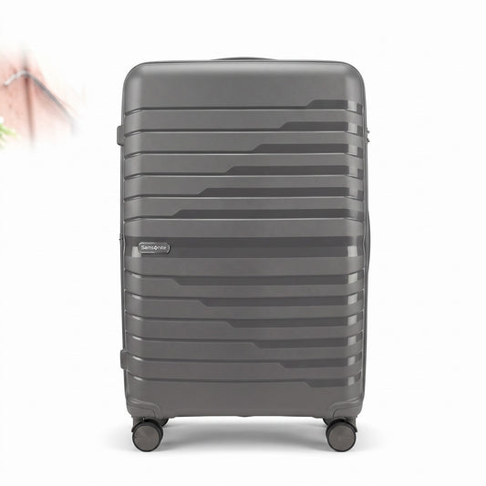 Fixed Price Shop Samsonite PP luggage in grey with a durable hardshell design and TSA approved lock.