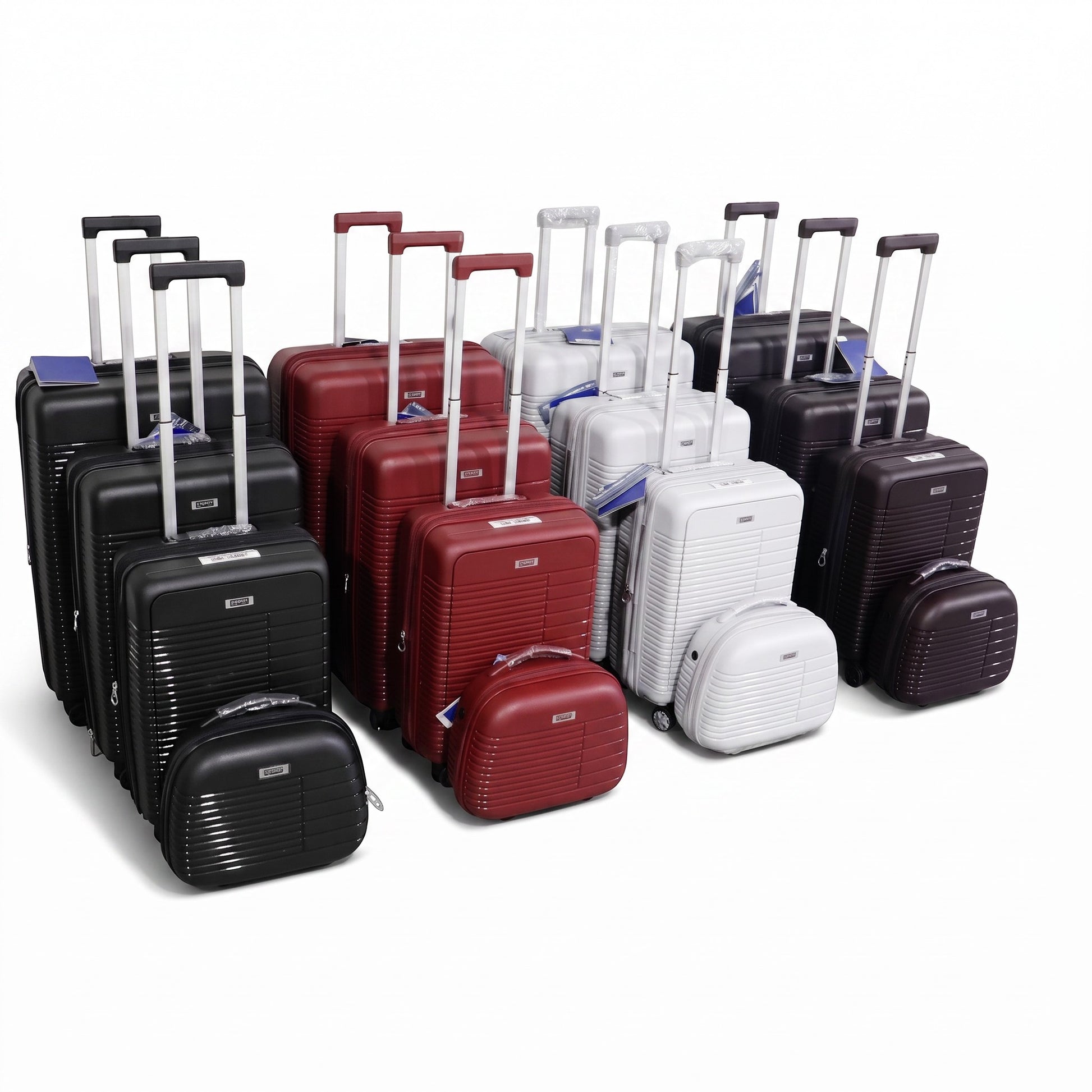 Fixed Price Shop Summit Luggage Elite set in black, red, and white with matching makeup cases and expandable design.