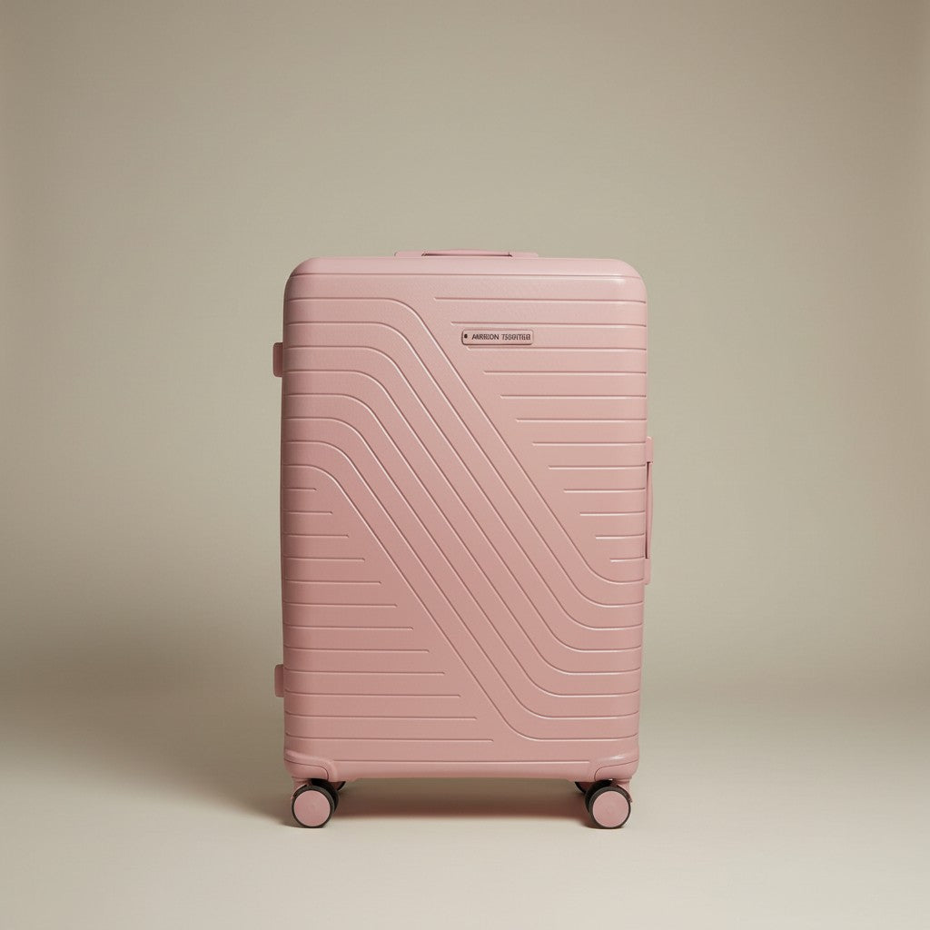 Fixed Price Shop American Tourister pink expandable pp luggage with TSA lock and antitheft zipper