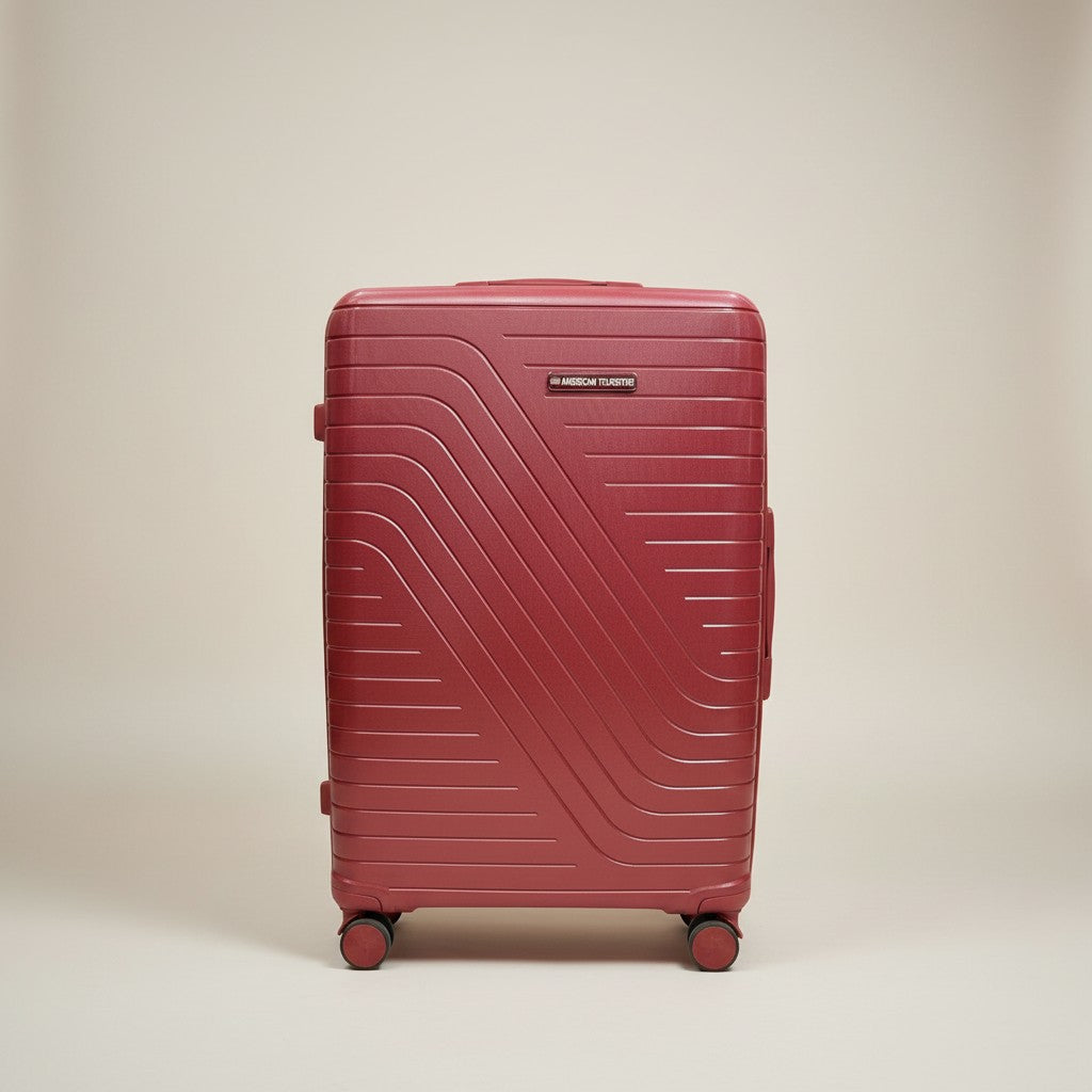 Fixed Price Shop American Tourister red expandable pp luggage with antitheft zipper and TSA lock
