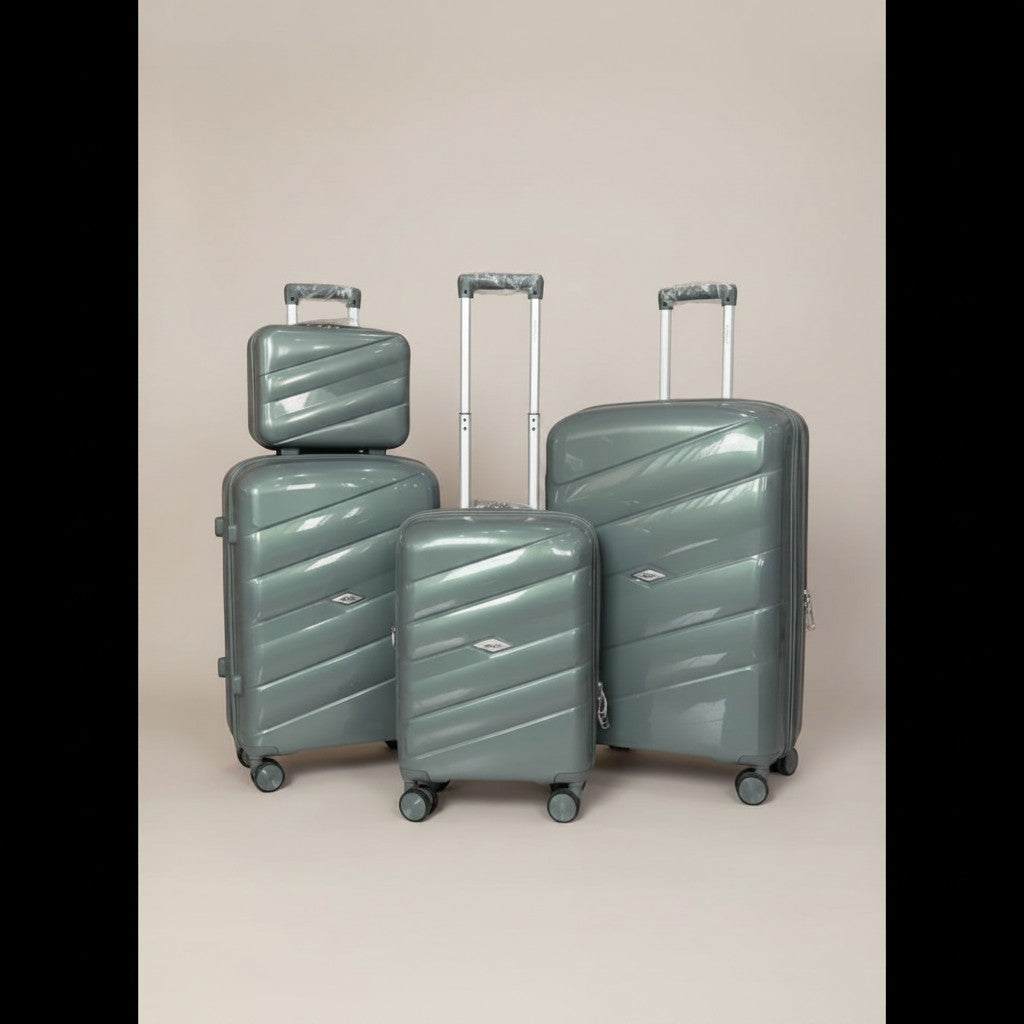 Fixed Price Shop Dovell set of 4 grey expandable pp luggage with TSA lock and anti-theft zipper.
