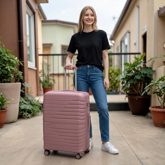 Fixed Price Shop Samsonite Series B dusty rose pink PP luggage with expandable zipper and TSA lock. Four spinner wheels and retractable handle.